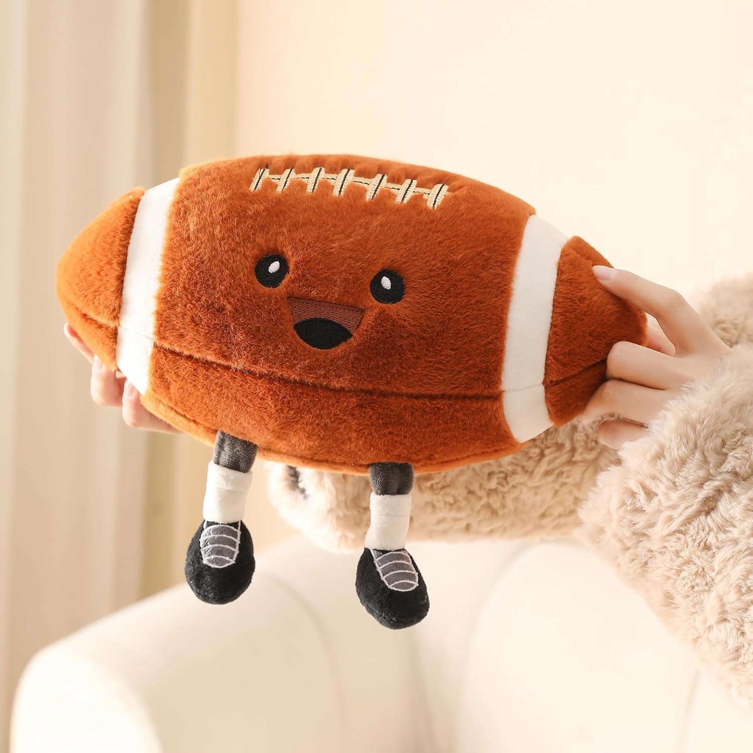 Football Plush, Funny Football Stuffed Animal Toy for Kids, Cute Football Plush Gift for Fans, Sport Throw Pillow for Boys Room Decor, Couch or Bed Valentines Day Gifts (Football 9 Inch)
