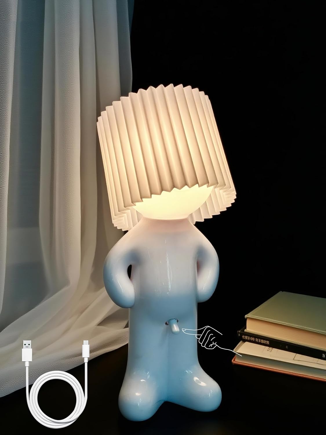 Valentines Day Gifts for Him Her, White Elephant Gifts for Adults, USB Rechargeable Night Light Small Lamp with Funny On/Off Switch, Novelty Gag Gifts for Men Women Boyfriend Bestfriend (White)