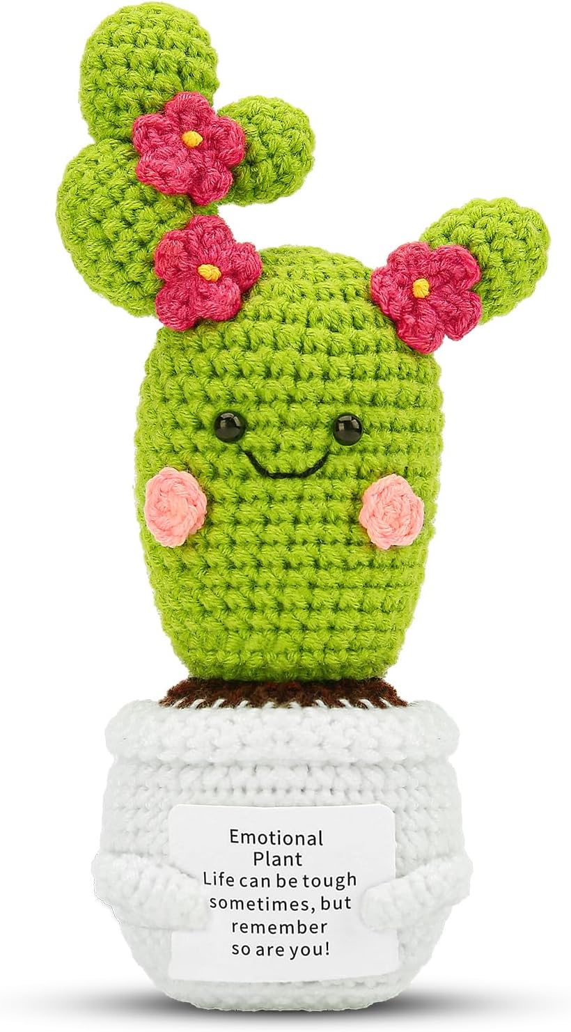 Hoedia Emotional Pickle Small Mother’s Day Easter Gifts for Women Men Her Him, Crochet Cucumber Cute Funny Inspirational Support Stuffers College Office Friend Birthday Basket Filler Decorations