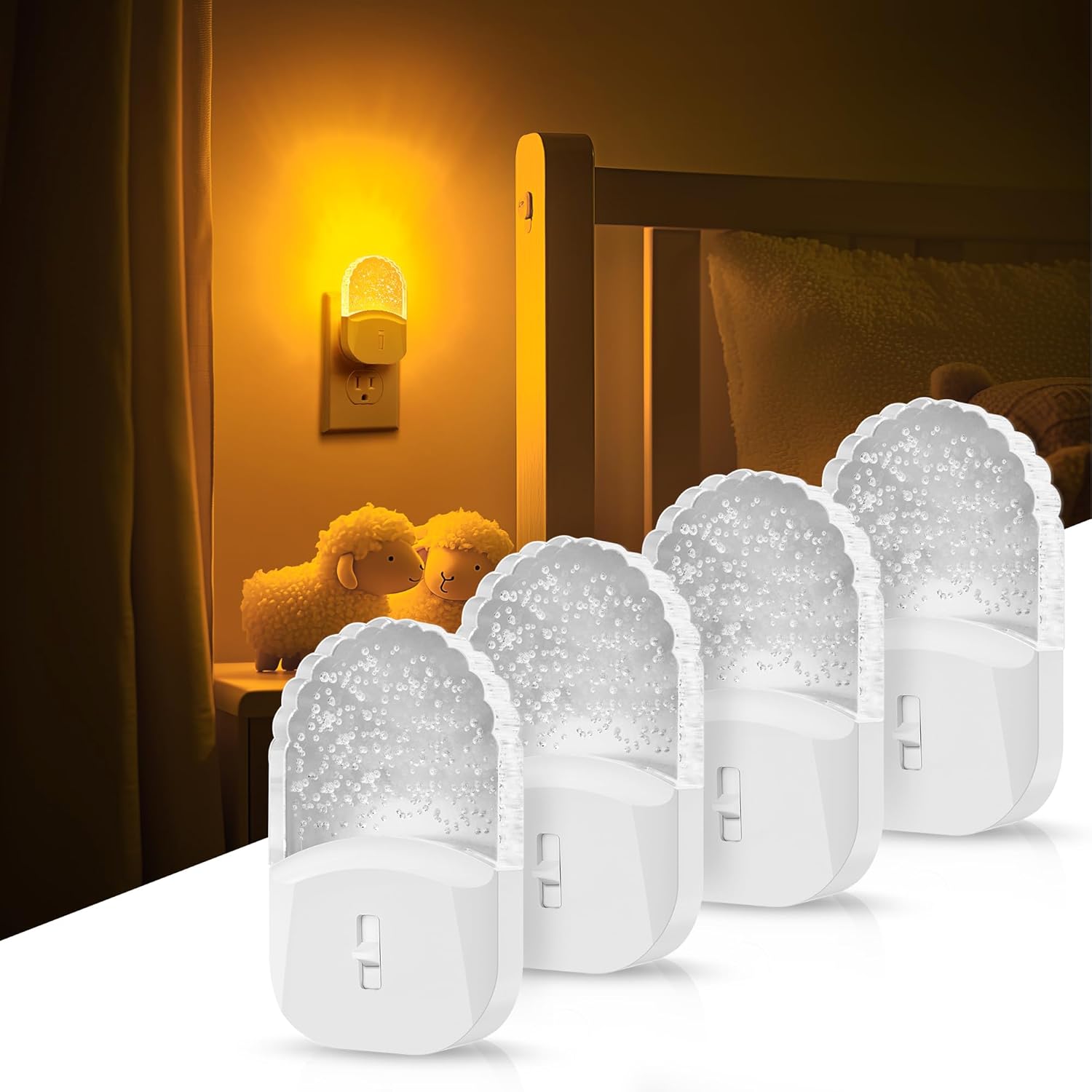 Night Lights Plug Into Wall [2 Pack], Color Changing Night Light for Kids, 8-Color RGB LED Nightlight with Dusk to Dawn Sensor for Bathroom Decor, Children Room, Gift