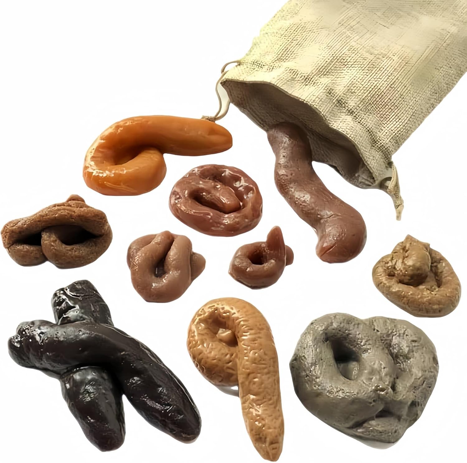 10 Pieces Fake Poo Realistic Fake Turd Prank Floating Poo, Fake Dog Poop Toys with Drawstring Bags for Halloween April Fools' Day Prank Party Supplies