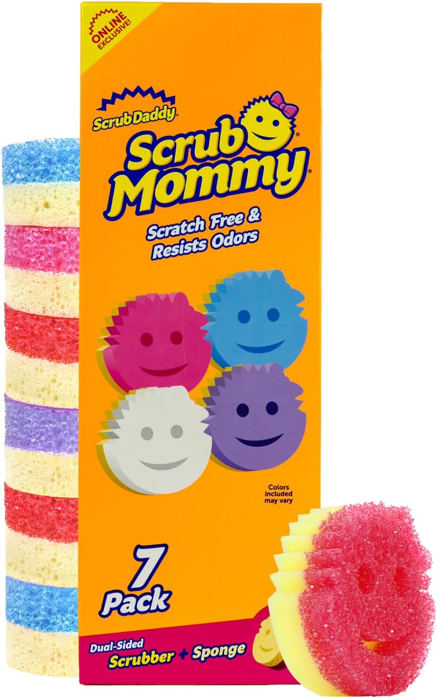 Scrub Daddy Scrub Mommy Sponges - Dish Scrubber + Non-Scratch Cleaning Sponges Kitchen, Bathroom + Multi-Surface Safe - Dual-Sided Dish Sponges for Scrubbing - Online Exclusive (3 Count)