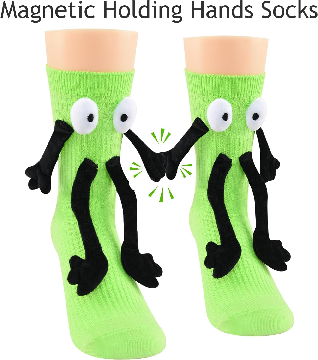 1 Pair Holding Hands Socks for Kids Boys Girls, Funny Cute Magnetic Novelty Crazy Silly Gifts Socks 4-11 Years