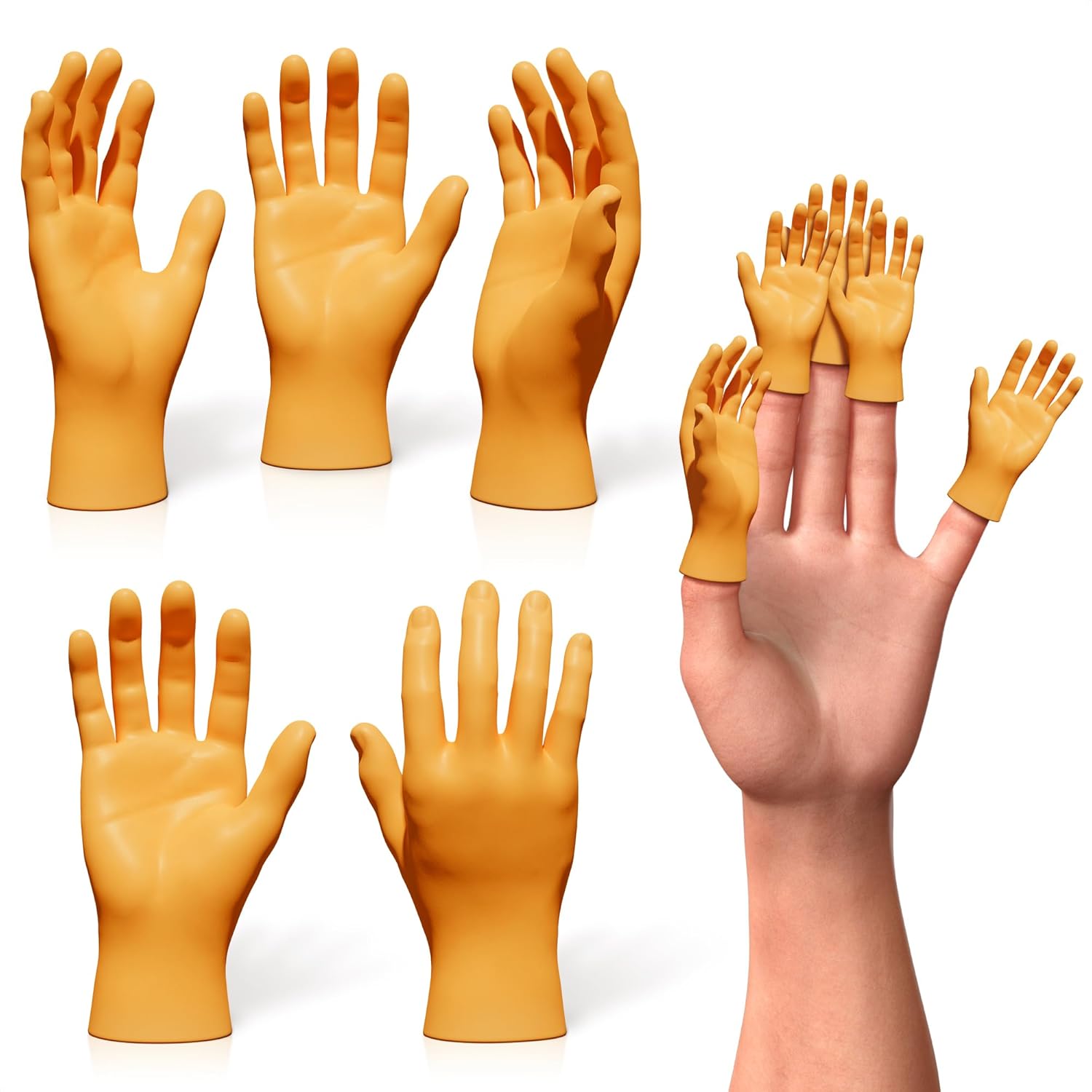 10Pcs Tiny Hands for Fingers Hands Puppets - Five Lefts & Rights Little Hands Prank Realistic Mini Hands for Gag Performance - Rubber Small Hands for Funny Party Favors Miniature Hands Tiny Things