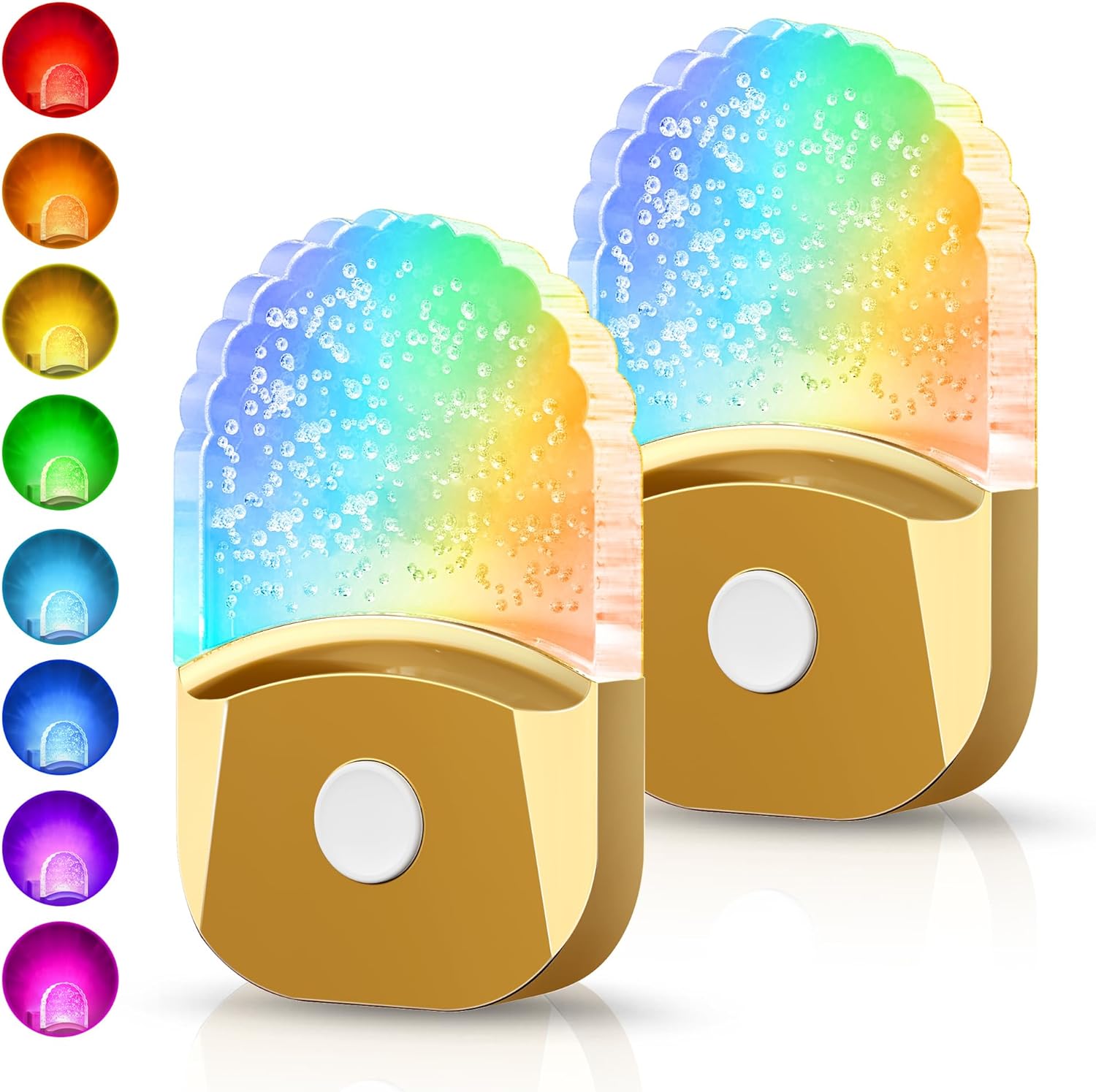 Night Lights Plug Into Wall [2 Pack], Color Changing Night Light for Kids, 8-Color RGB LED Nightlight with Dusk to Dawn Sensor for Bathroom Decor, Children Room, Gift