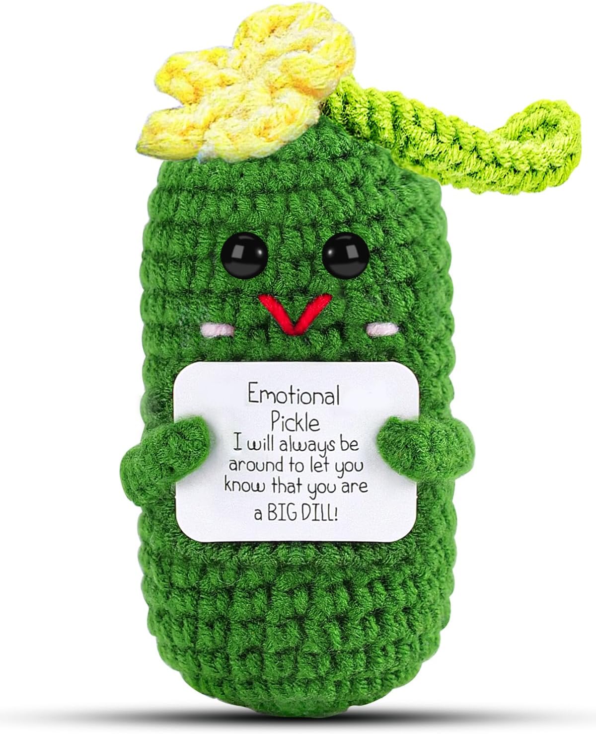 Hoedia Emotional Pickle Small Mother’s Day Easter Gifts for Women Men Her Him, Crochet Cucumber Cute Funny Inspirational Support Stuffers College Office Friend Birthday Basket Filler Decorations