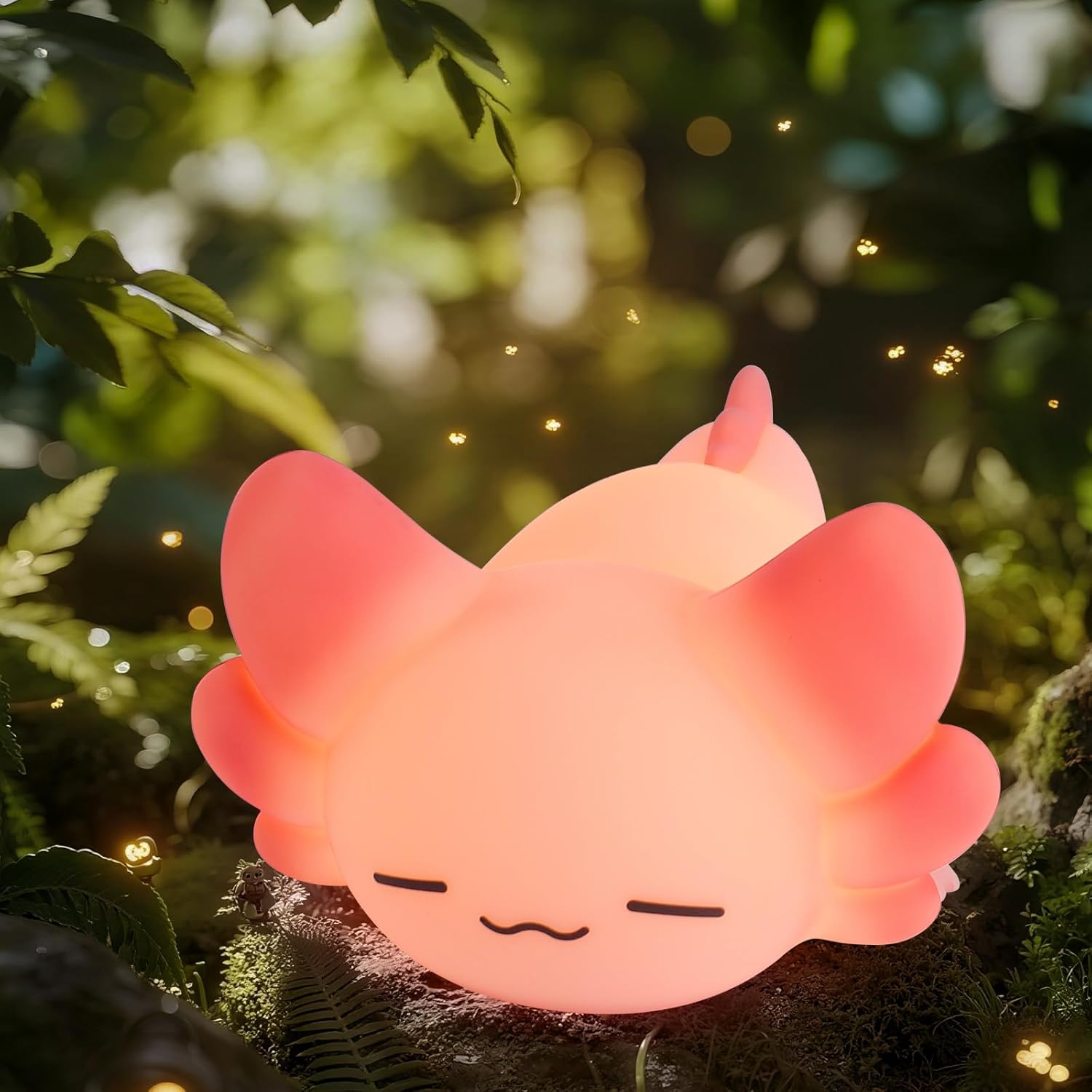 LOVERUIS Axolotl Night Light for Kids Gifts Squishy Nightlight for Kid Room Decor Girls Rechargeable 1/3 Hours Timer Lamp Colorful Cute Lights Toddle Baby (Big Eye)