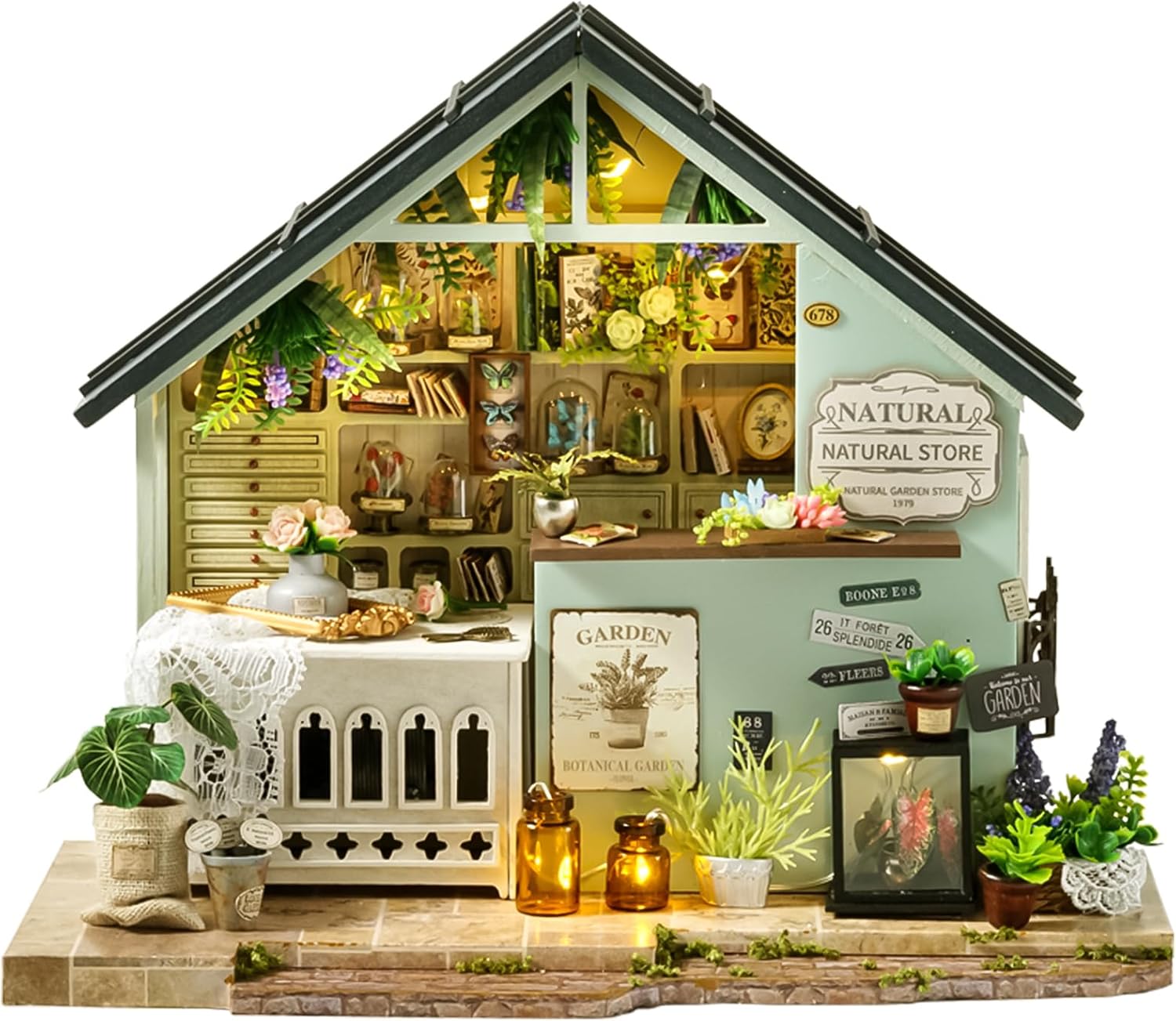 DlY Miniature House kit，Dollhouse Kit,Mini House Building Kit with Music Box,iniature House Kit,Plants Studio，for Adults and Teens for Family and Friends.（Plants Studio）