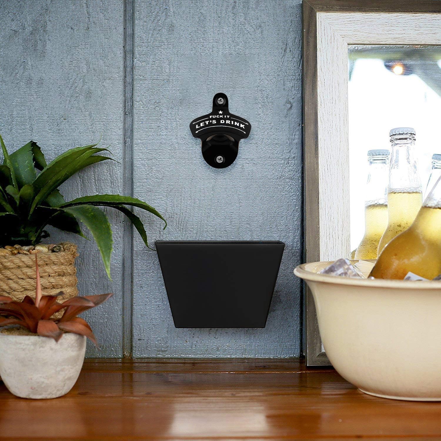 Bottle Opener Wall Mounted, Christmas Funny Wall Mount Bottle Opener for Men Dad Beer Lovers,Novelty Birthday Fathers Day with Mounting Screws Wall Anchors（1 Pack)