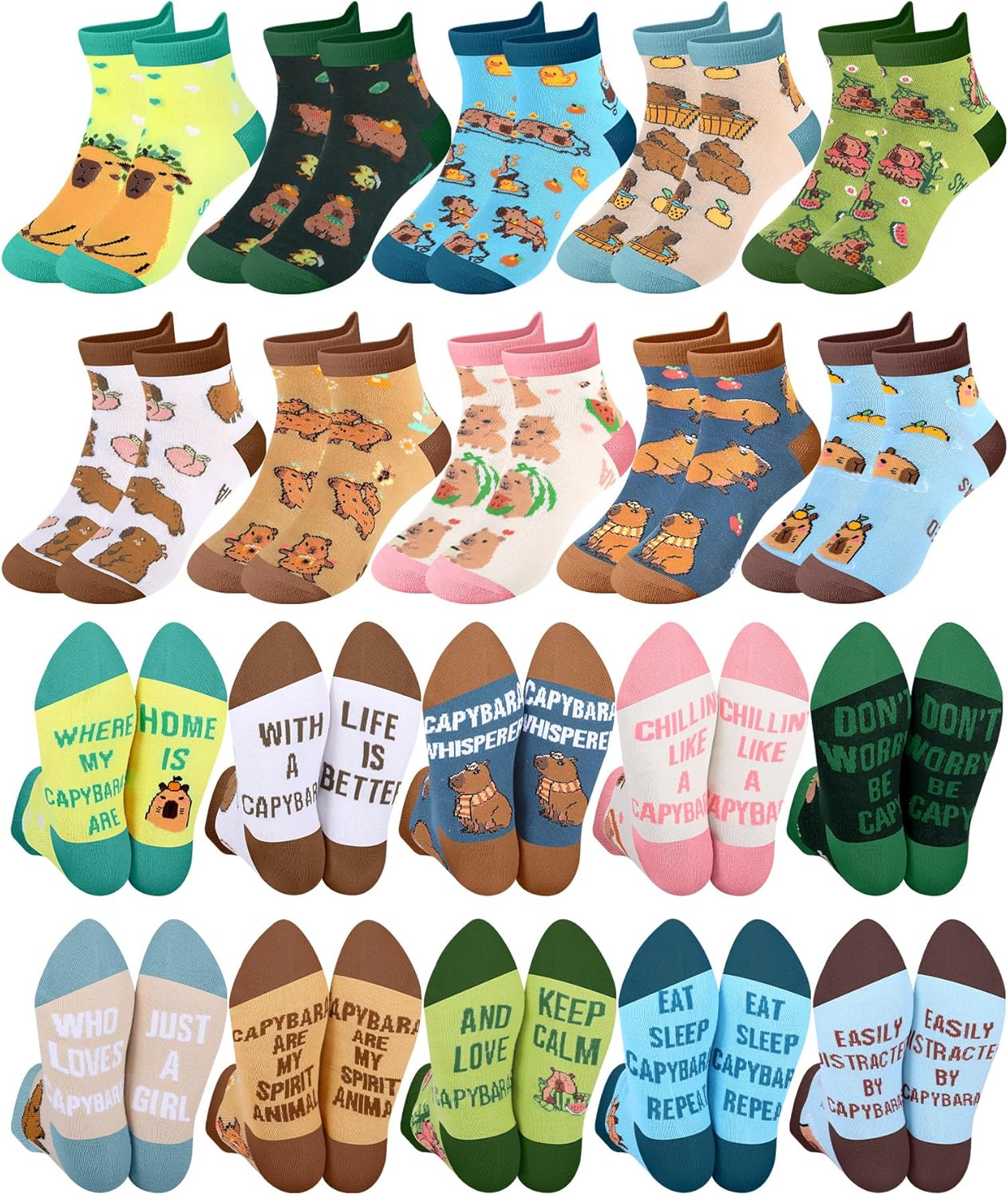 10 Pairs Funny Animals Socks Capybara Goat Pig Frog Chicken Dachshund Socks Animal Valentine Gifts