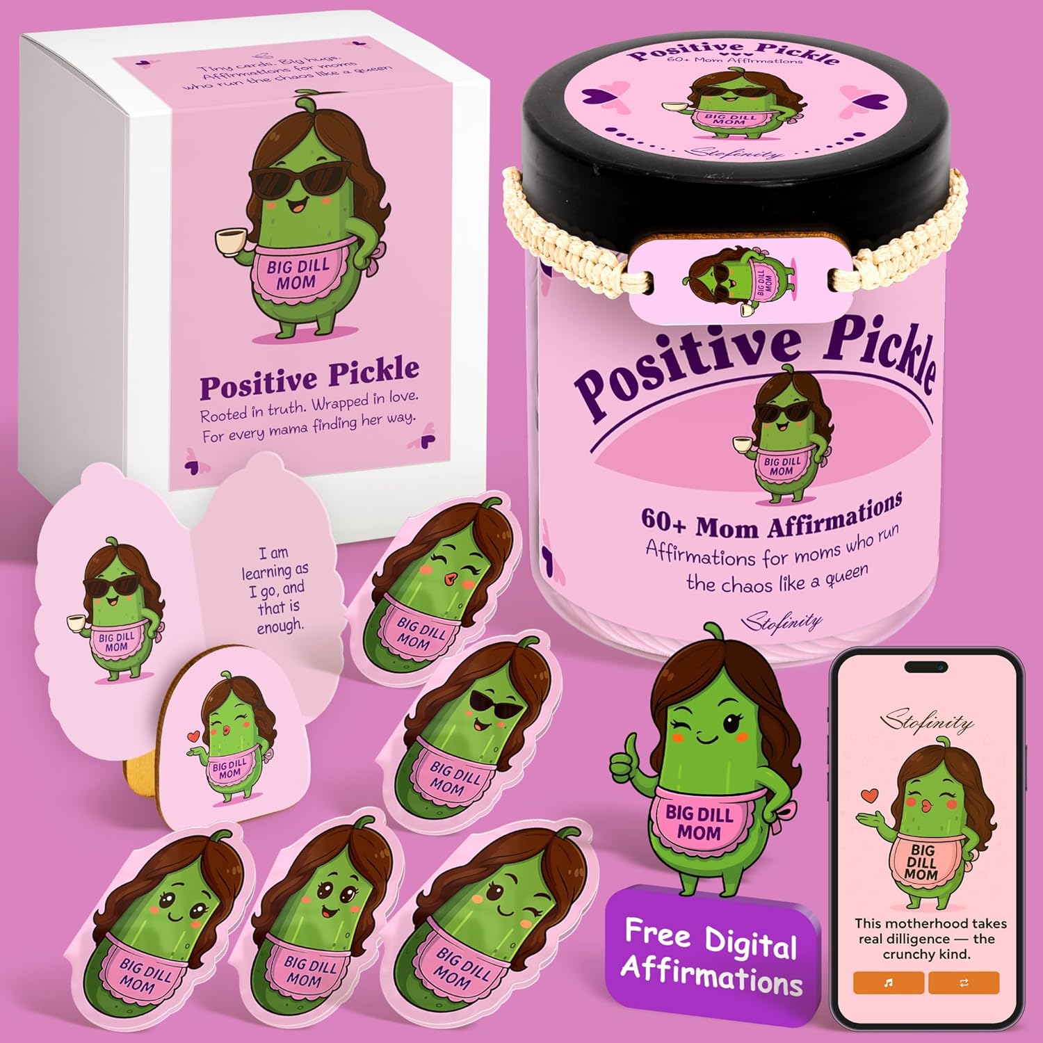 60 Positive Pickle Affirmation Cards Jar - Funny Valentines Day Gifts For Teen Girls Trendy Stuff, Valentine Pickle Gifts For Women, Cute Birthday Gift For Friends, Daughter, Sister, Adult