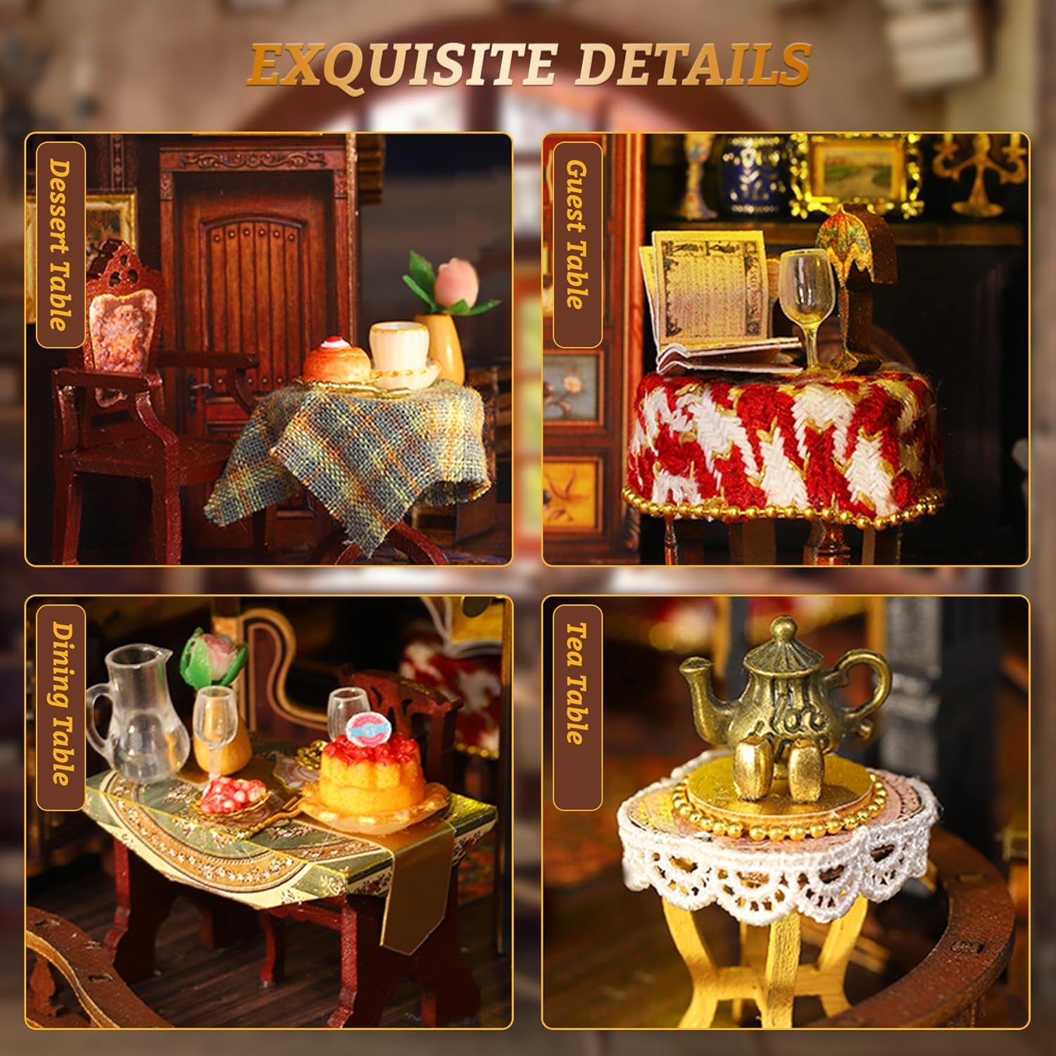 SUNNINO Miniature Dollhouse Kit, DIY Mini House Building Kits for Adults to Building with Furnitures Tiny House Bookshelf Decor Christmas Birthday Gifts for Family Lovers, Edinburgh Castle