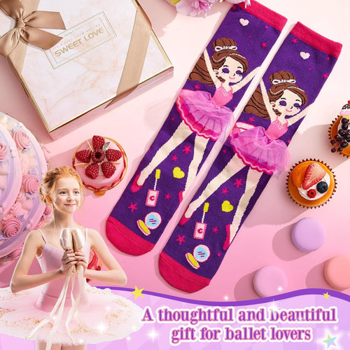 1 Pair Valentine Knee High Socks for Kids 3D Crazy Cute Socks Girl Ballet Skirt Long Knee Design Novelty Funny Gift