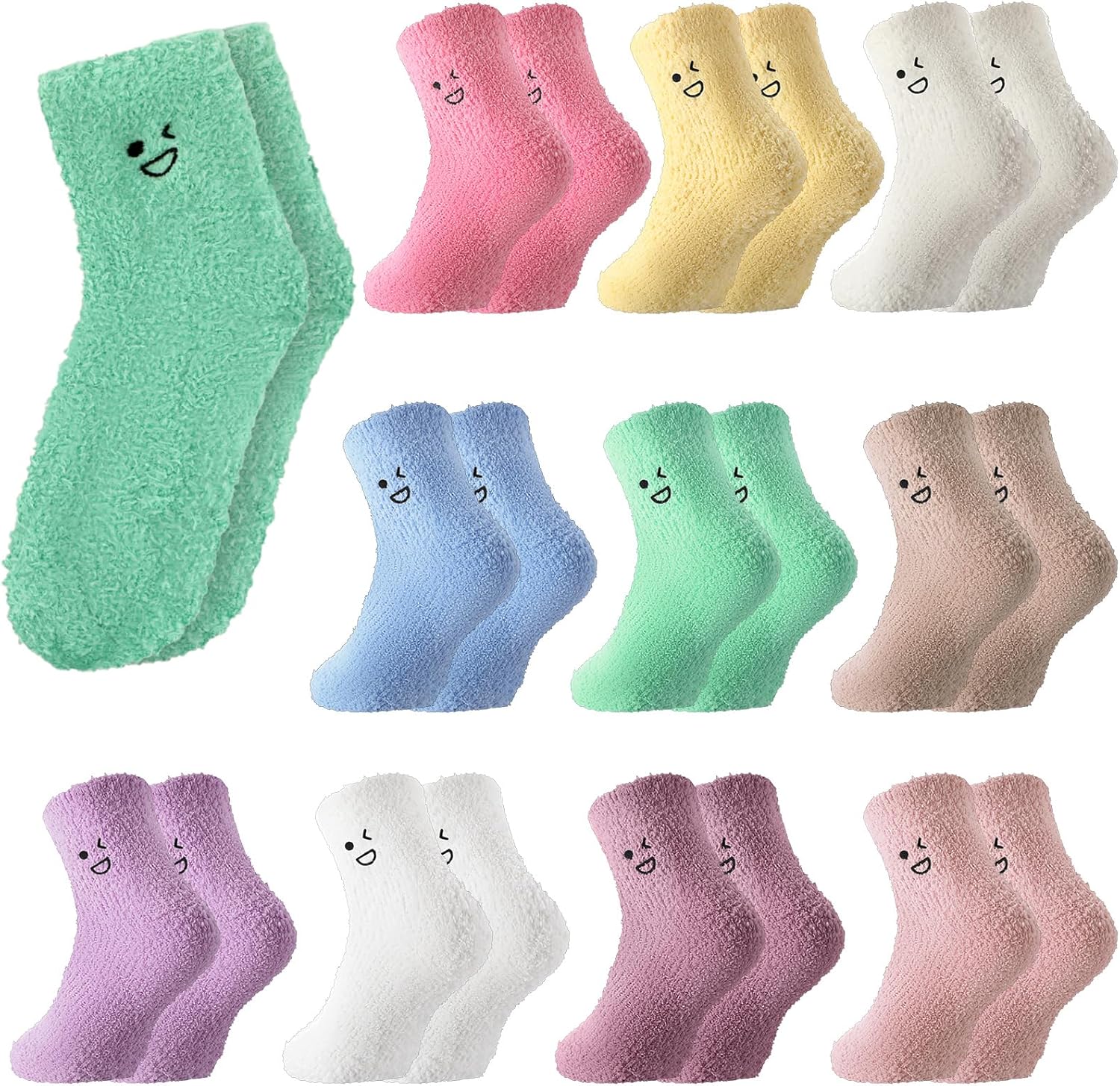 10 Pairs Womens Fuzzy Socks Soft Thick Fluffy Cozy Slipper Socks Cute Winter Warm Plush Sleeping Gifts for Women