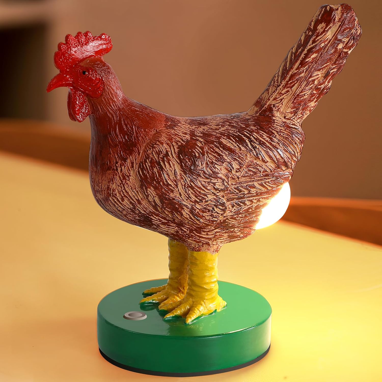 Chicken Egg Lamp, Funny Chicken Butt Night Light with Egg, Lifelike Rooster Lamp with Bulb, 3D Chicken Lights for Easter, Christmas, Birthdays Various Festivals Gift - Yellow