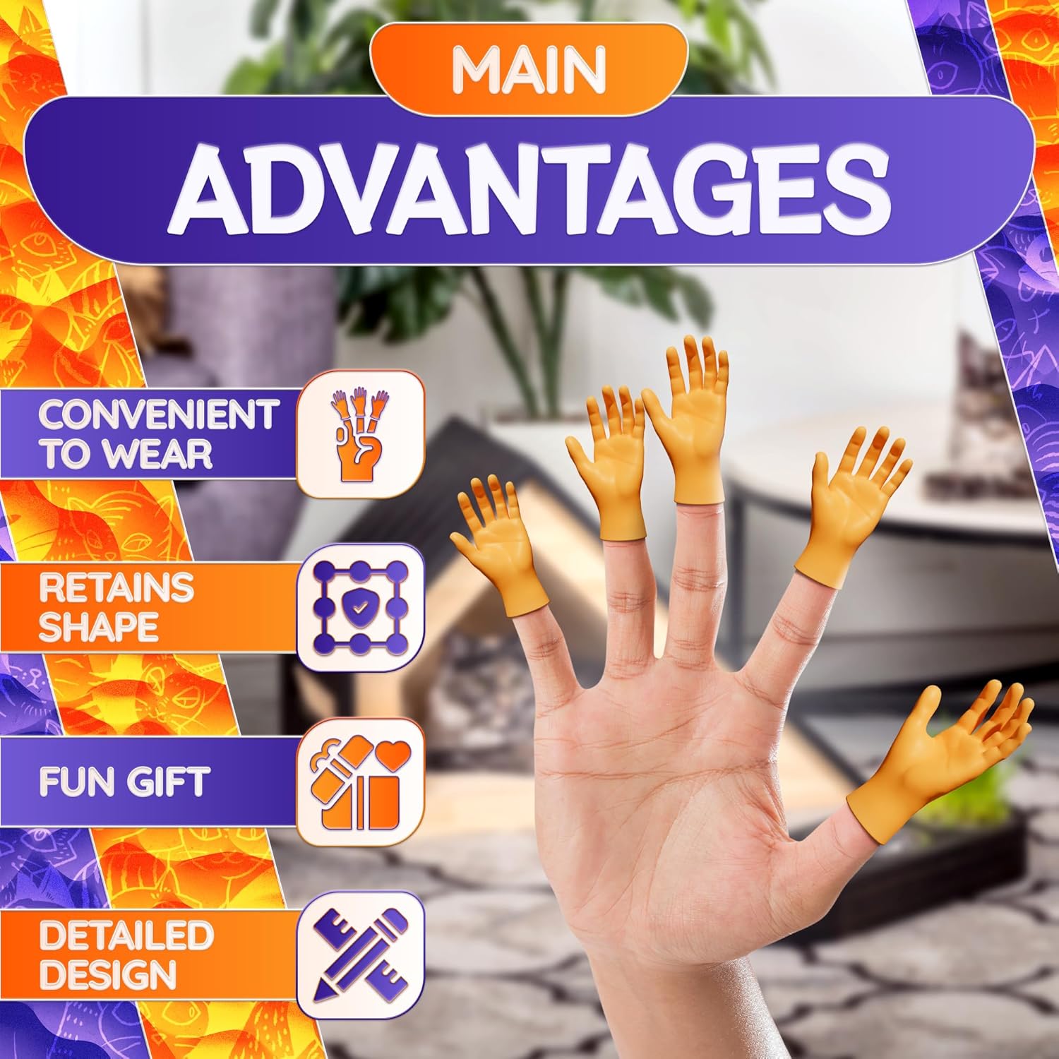 10Pcs Tiny Hands for Fingers Hands Puppets - Five Lefts & Rights Little Hands Prank Realistic Mini Hands for Gag Performance - Rubber Small Hands for Funny Party Favors Miniature Hands Tiny Things