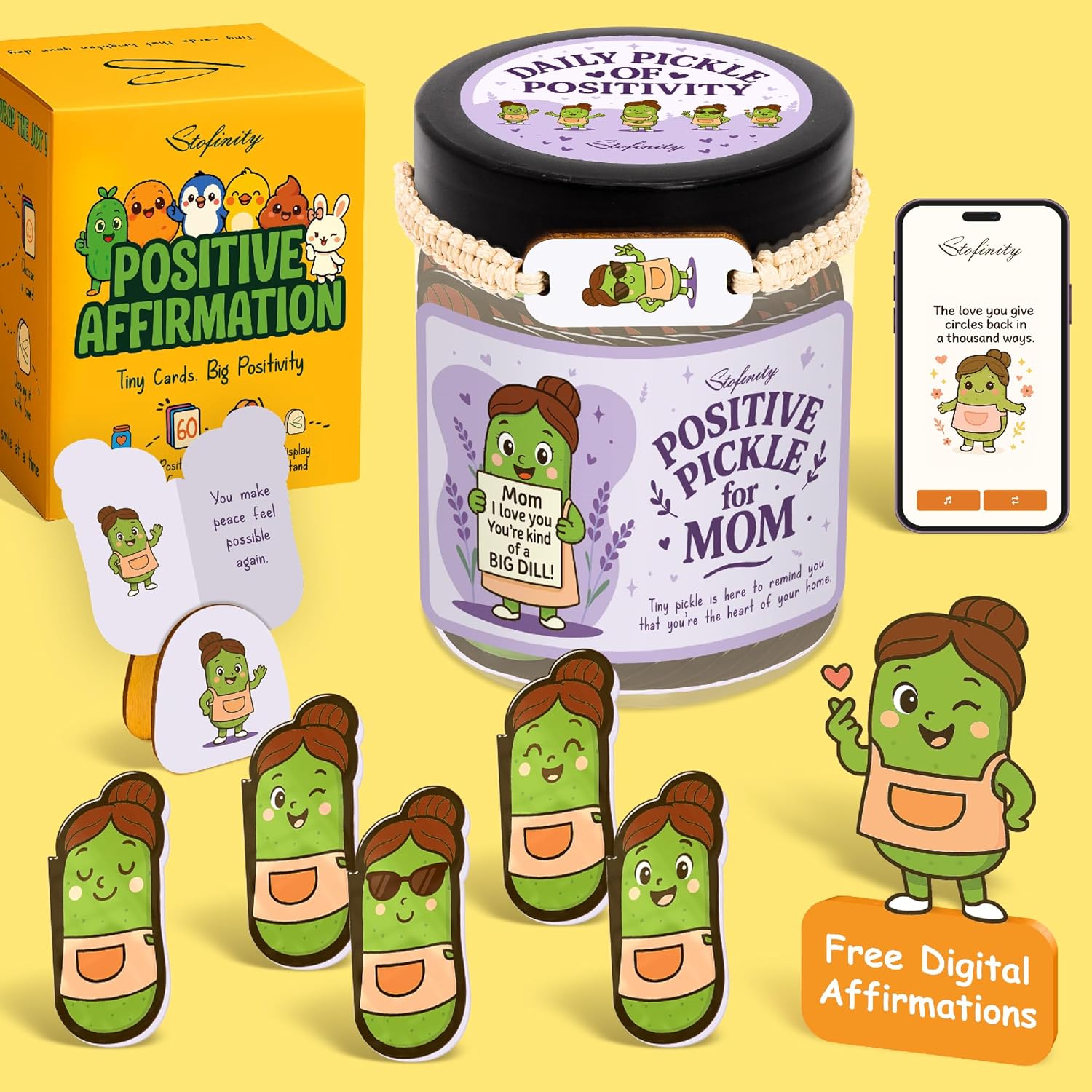 60 Positive Pickle Affirmation Cards Jar - Funny Valentines Day Gifts For Teen Girls Trendy Stuff, Valentine Pickle Gifts For Women, Cute Birthday Gift For Friends, Daughter, Sister, Adult