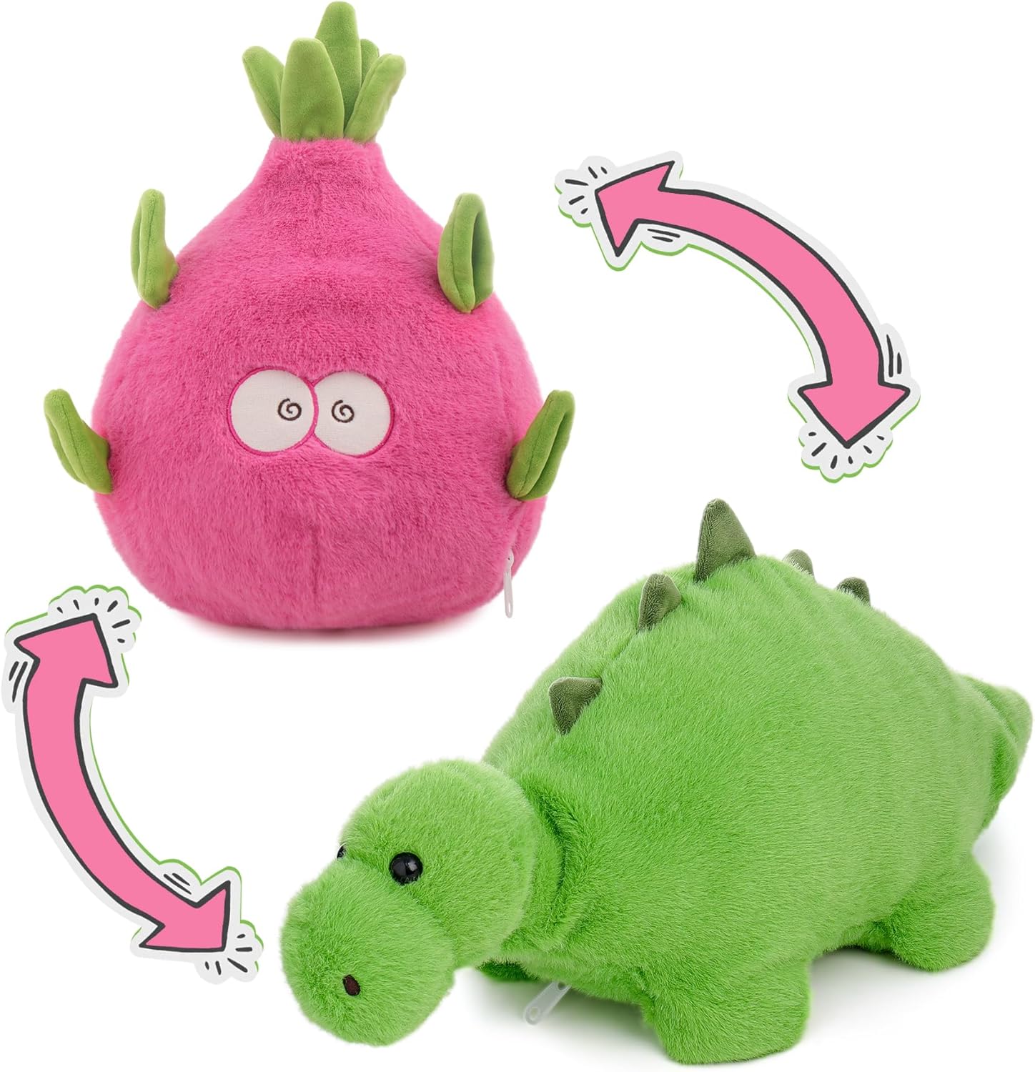 MIAODAM Bunny Stuffed Animal Reversible Cuddle Bunny Stuffed,Strawberry Bunny Transformed Rabbit Plush Zipper,Turns Into Ears Bunnies Plushies Toy Cute Stuffy Doll Easter Girlfriend Gift