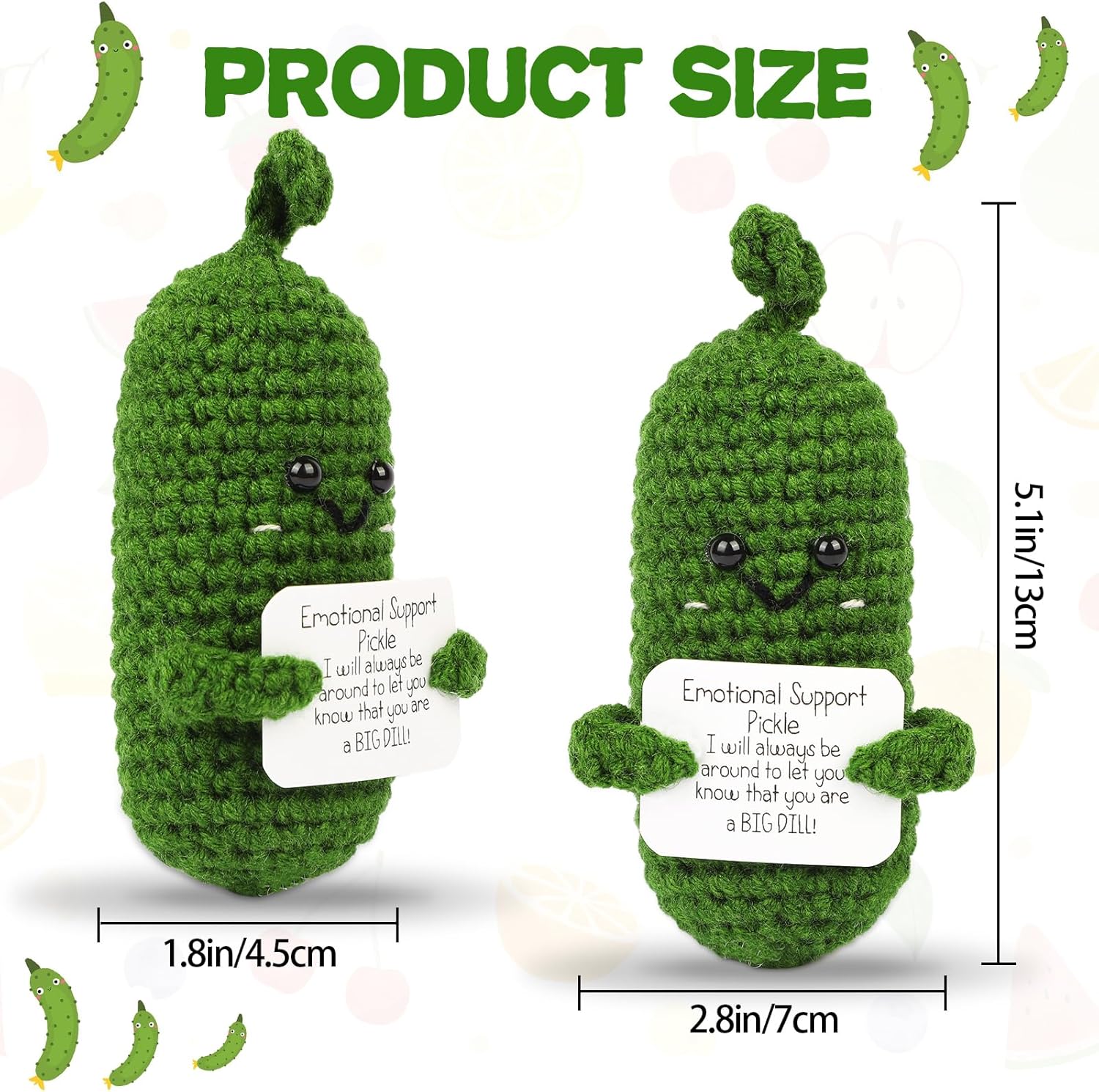 Hoedia Emotional Pickle Small Mother’s Day Easter Gifts for Women Men Her Him, Crochet Cucumber Cute Funny Inspirational Support Stuffers College Office Friend Birthday Basket Filler Decorations