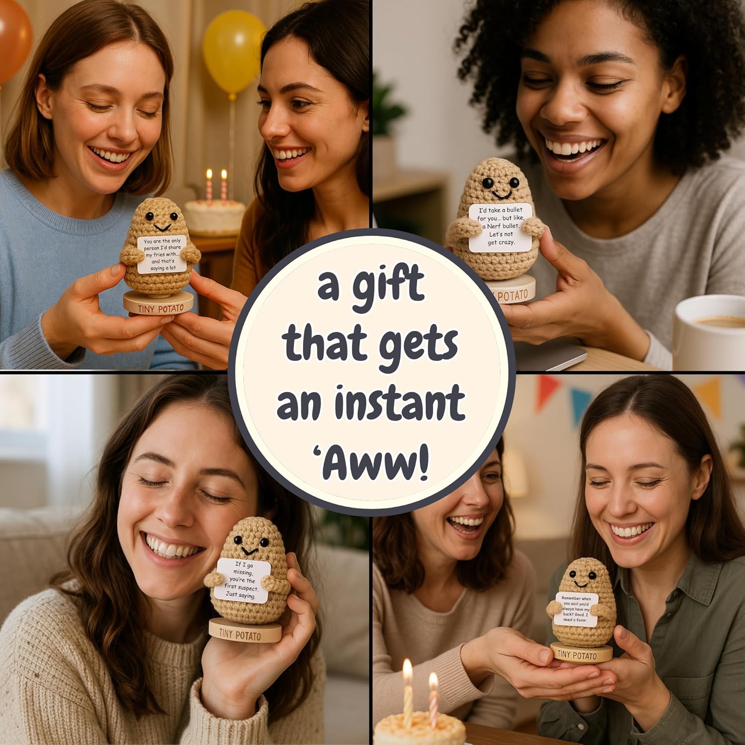 Funny Sister Birthday Gifts - Handmade Crochet Potato Doll with 30 Sassy Signs | Cute Big Sisters Presents for Women, Unique Sister Bday Gift from Brother, Little Sisters, Step Sis, in-Laws