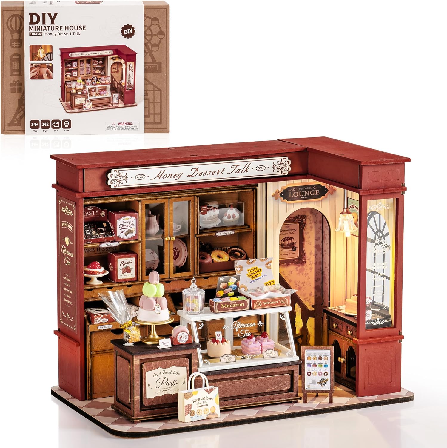 ROBOTIME DIY Tiny House Kit, Miniature House Kit for Adults to Build, Mini House Kit with Furniture, Halloween/Christmas/Birthday Gifts for Men/Women（Tipsy Restaurant）