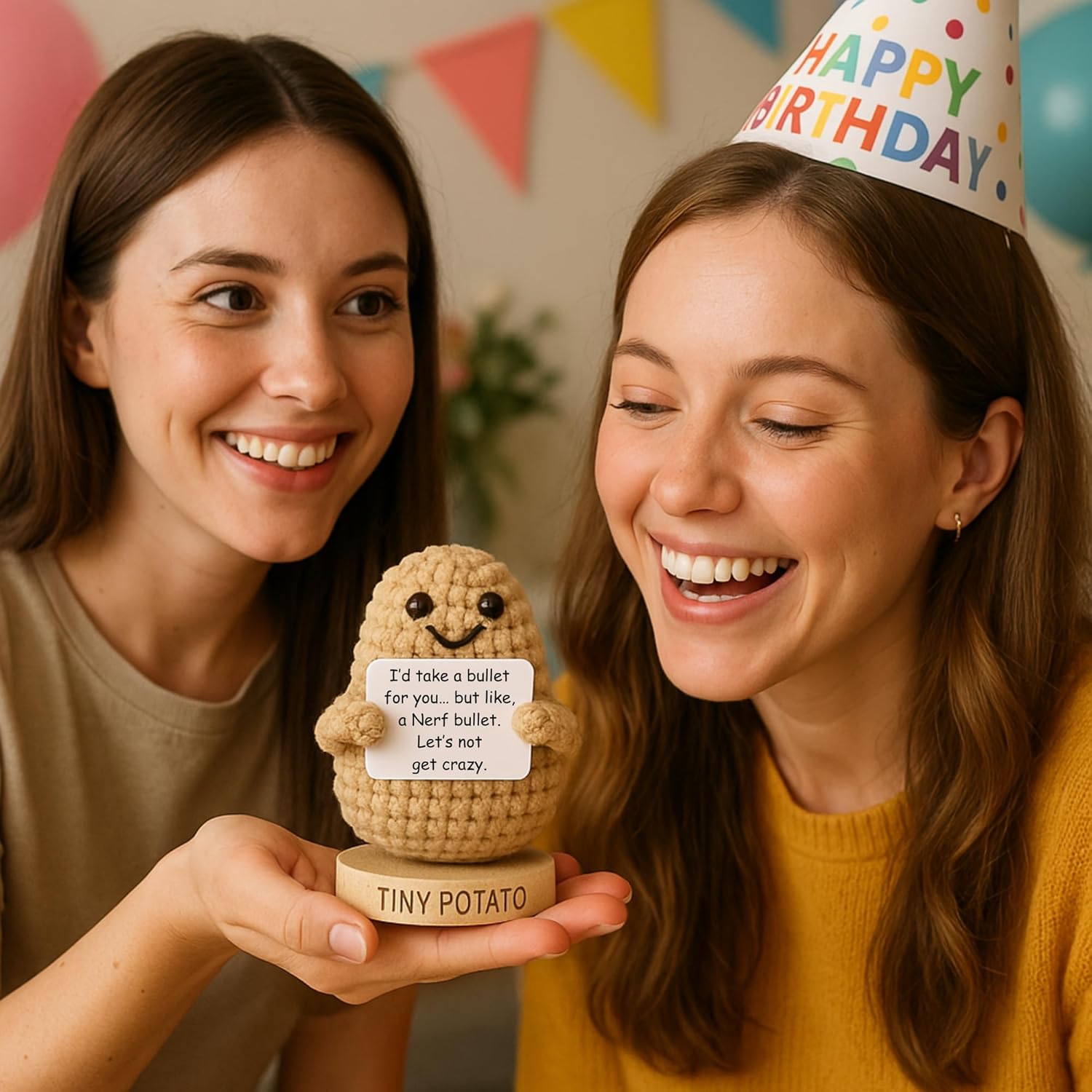Funny Sister Birthday Gifts - Handmade Crochet Potato Doll with 30 Sassy Signs | Cute Big Sisters Presents for Women, Unique Sister Bday Gift from Brother, Little Sisters, Step Sis, in-Laws