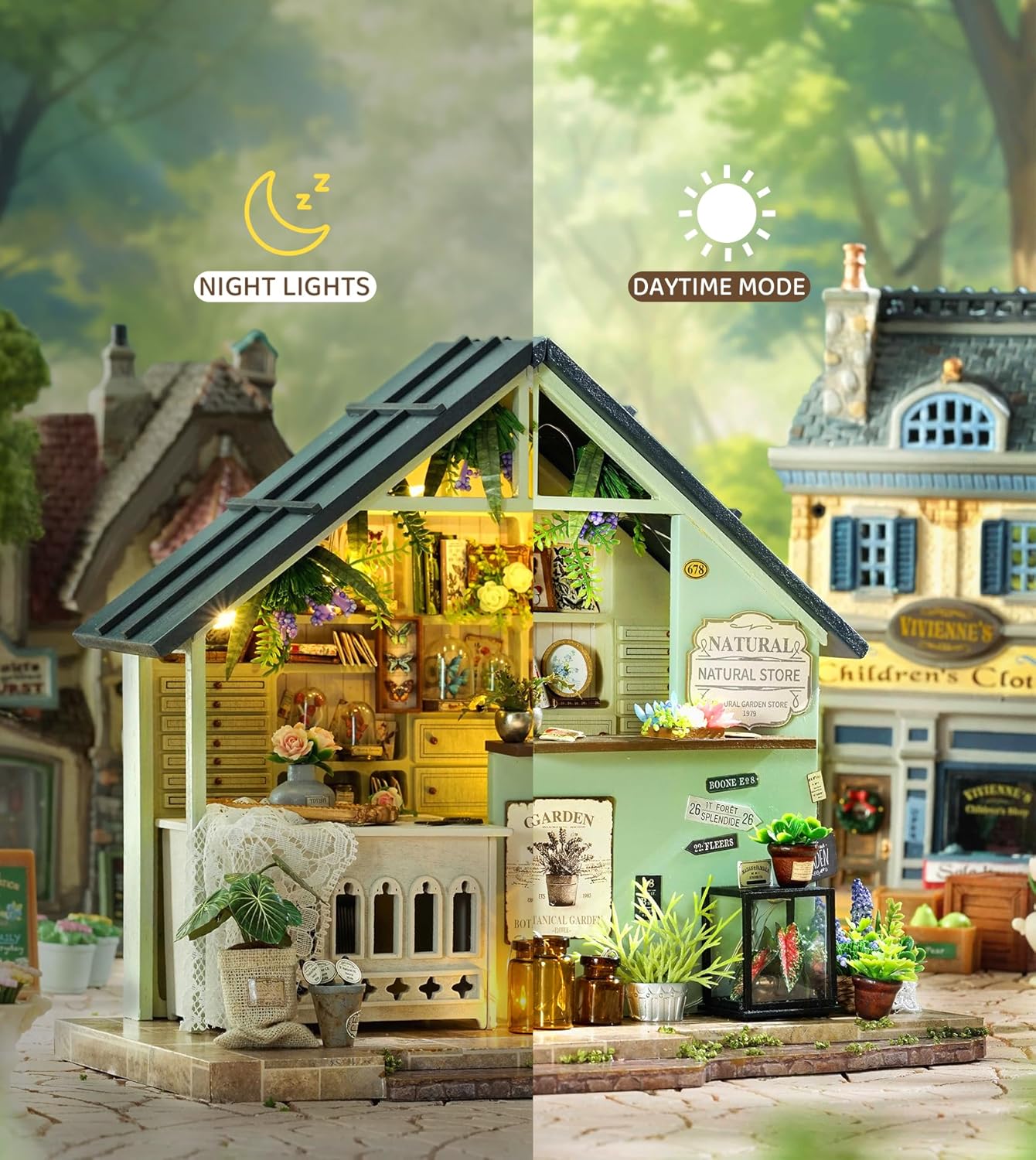 DlY Miniature House kit，Dollhouse Kit,Mini House Building Kit with Music Box,iniature House Kit,Plants Studio，for Adults and Teens for Family and Friends.（Plants Studio）