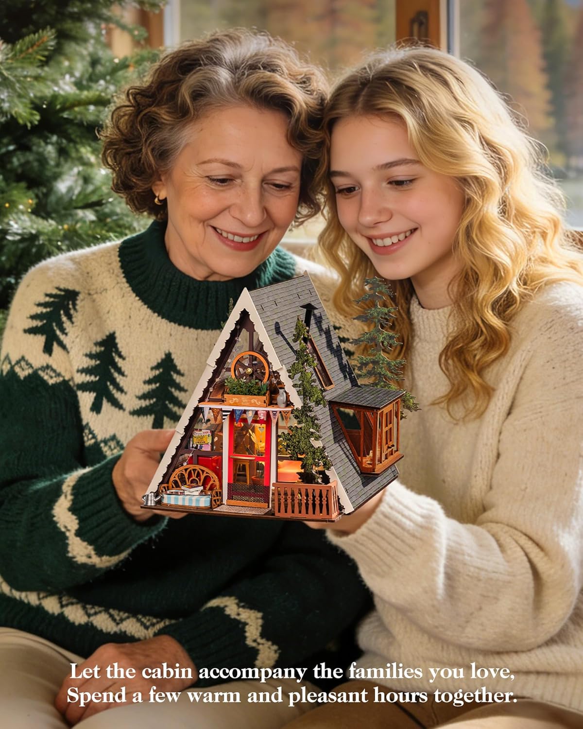 Rolife DIY Miniature House Kits A-Frame Cabin, Tiny House Mini House Building Kit for Teens, DIY Crafts for Adults, Birthday/Halloween for Parents Friends (A-Frame Cabin)