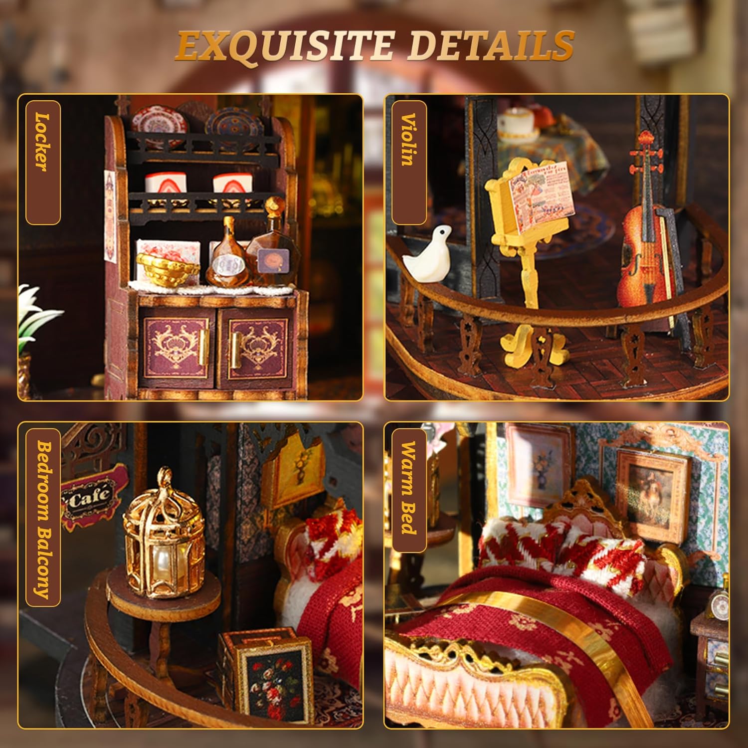 SUNNINO Miniature Dollhouse Kit, DIY Mini House Building Kits for Adults to Building with Furnitures Tiny House Bookshelf Decor Christmas Birthday Gifts for Family Lovers, Edinburgh Castle