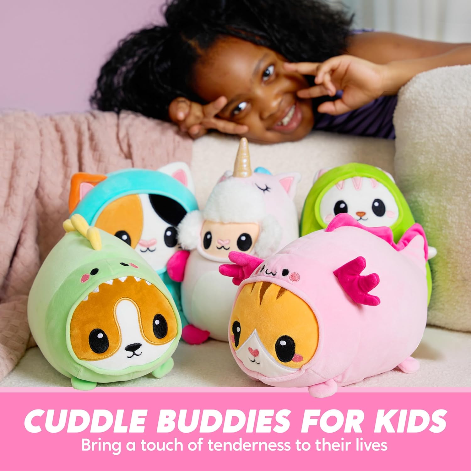 JOYIN Axolotl Plush Toy, Kawaii Axolotl Cat Plush Toy, 11" Soft Plushie, Cute Stuffed Animal Pillow for Kids and Adults, Birthday Gift for Boys and Girls, Easter Basket Stuffers
