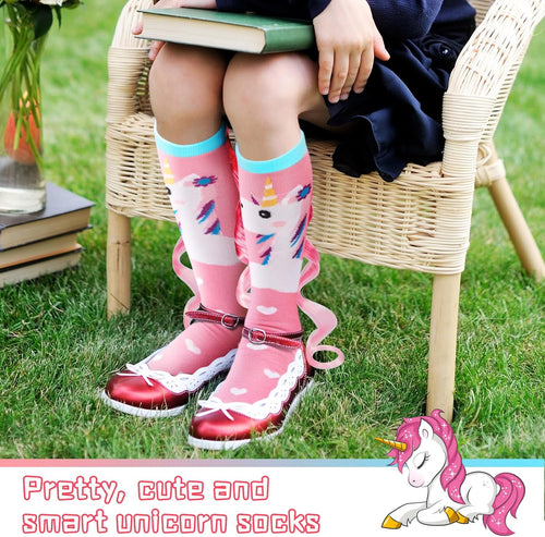 1 Pairs Crazy Fun Silly Wacky High Socks Unicorn Mermaid Socks with Wigs Gift for Kids Girls Woman