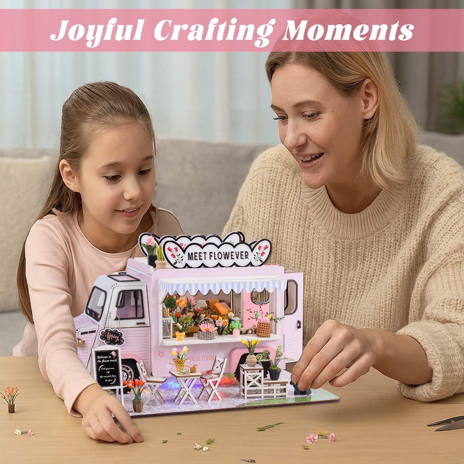 Flever DIY Miniature House Kit, Tiny Home Kit with LED Light, Mini House Build Craft Kits for Adults and Teens, Home Decor Creative Gift for Family/Friends (Sunshine Float)