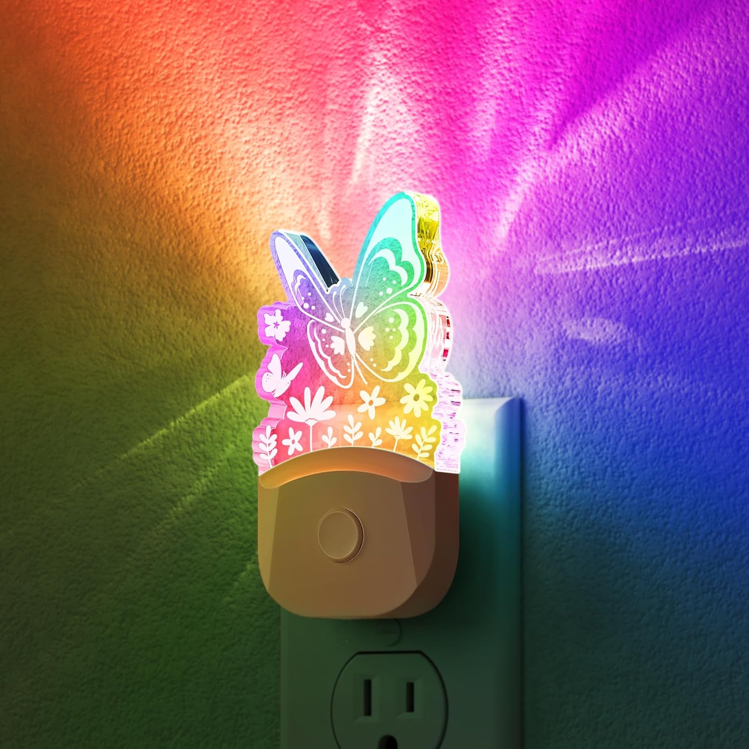Night Lights Plug Into Wall [2 Pack], Color Changing Night Light for Kids, 8-Color RGB LED Nightlight with Dusk to Dawn Sensor for Bathroom Decor, Children Room, Gift