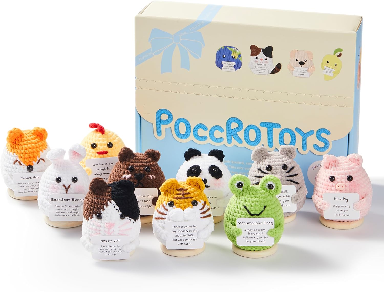10Pcs Bulk Valentines Day Gifts for Women Coworkers Kids Adults Decor Positive Crochet Mini Animals Teacher Employee Staff Appreciation Thank You Gift Small Cute Toy for Men Teens