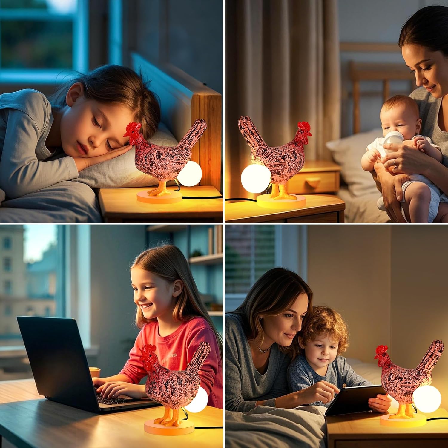 Chicken Egg Lamp, Funny Chicken Butt Night Light with Egg, Lifelike Rooster Lamp with Bulb, 3D Chicken Lights for Easter, Christmas, Birthdays Various Festivals Gift - Yellow