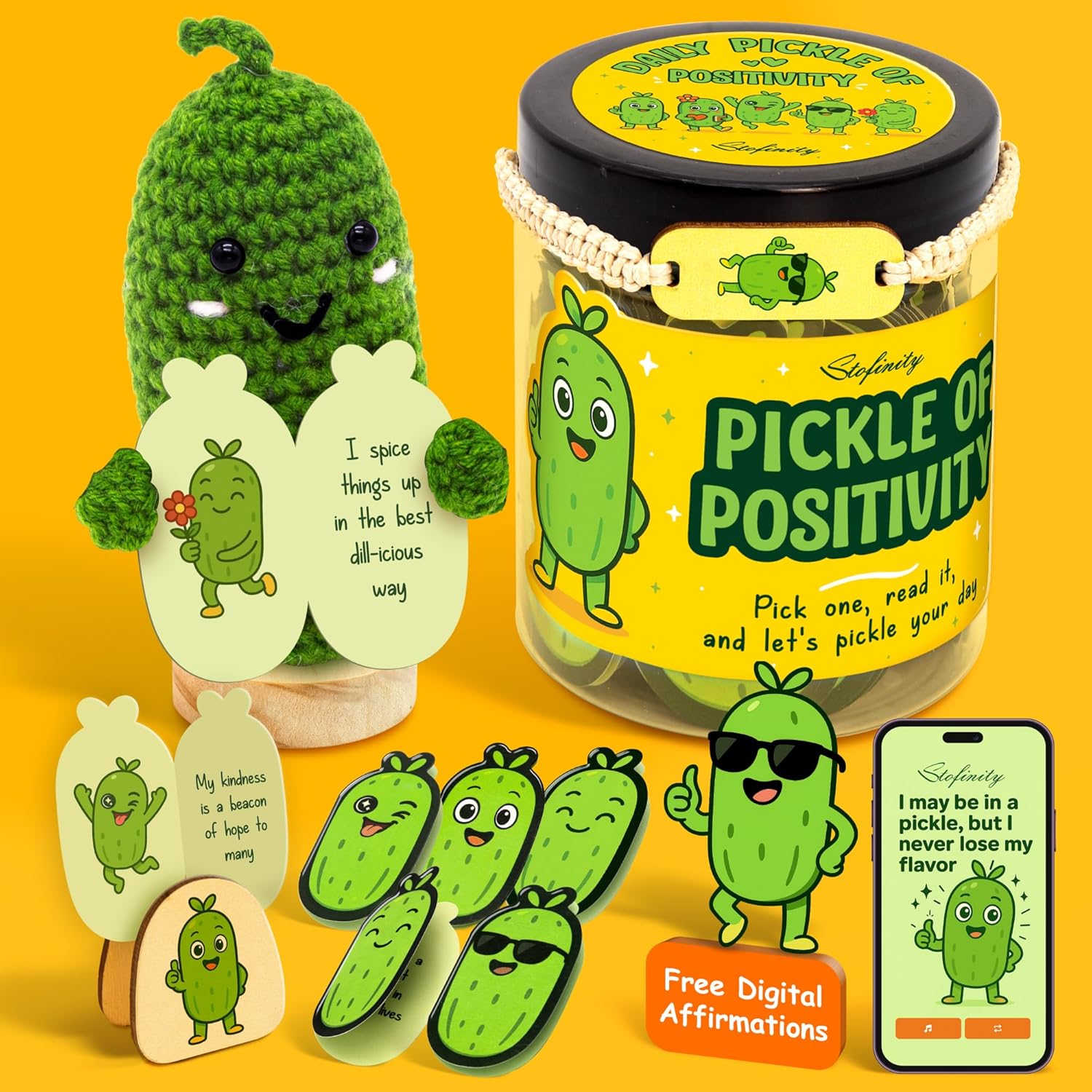60 Positive Pickle Affirmation Cards Jar - Funny Valentines Day Gifts For Teen Girls Trendy Stuff, Valentine Pickle Gifts For Women, Cute Birthday Gift For Friends, Daughter, Sister, Adult