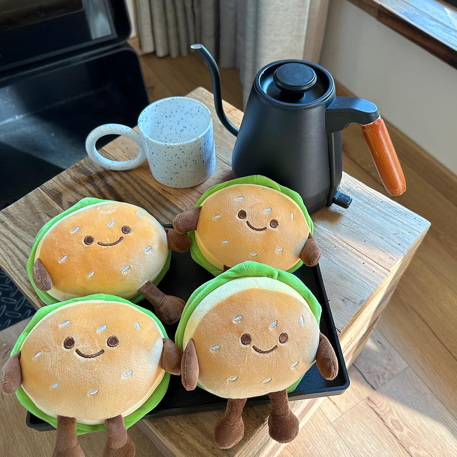 Hamburger Plush Toy - Hamburger Stuffed Toys - Cute Food Plush Pillow - Room Decor Holiday Birthday for Kids Boys Girls (6")