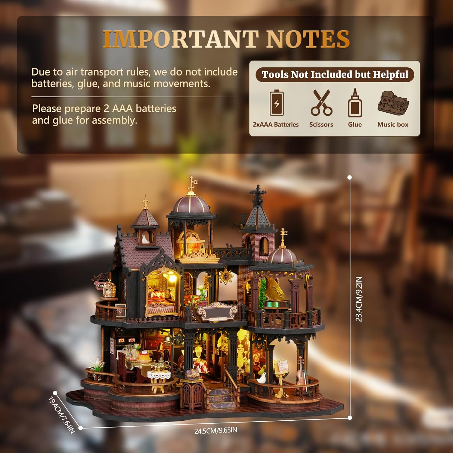 SUNNINO Miniature Dollhouse Kit, DIY Mini House Building Kits for Adults to Building with Furnitures Tiny House Bookshelf Decor Christmas Birthday Gifts for Family Lovers, Edinburgh Castle