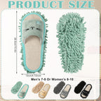 Wesiti 4 Pairs Washable Mop Slippers Microfiber Funny Mop Shoes Floor Cleaning Slippers for Women Home Floor