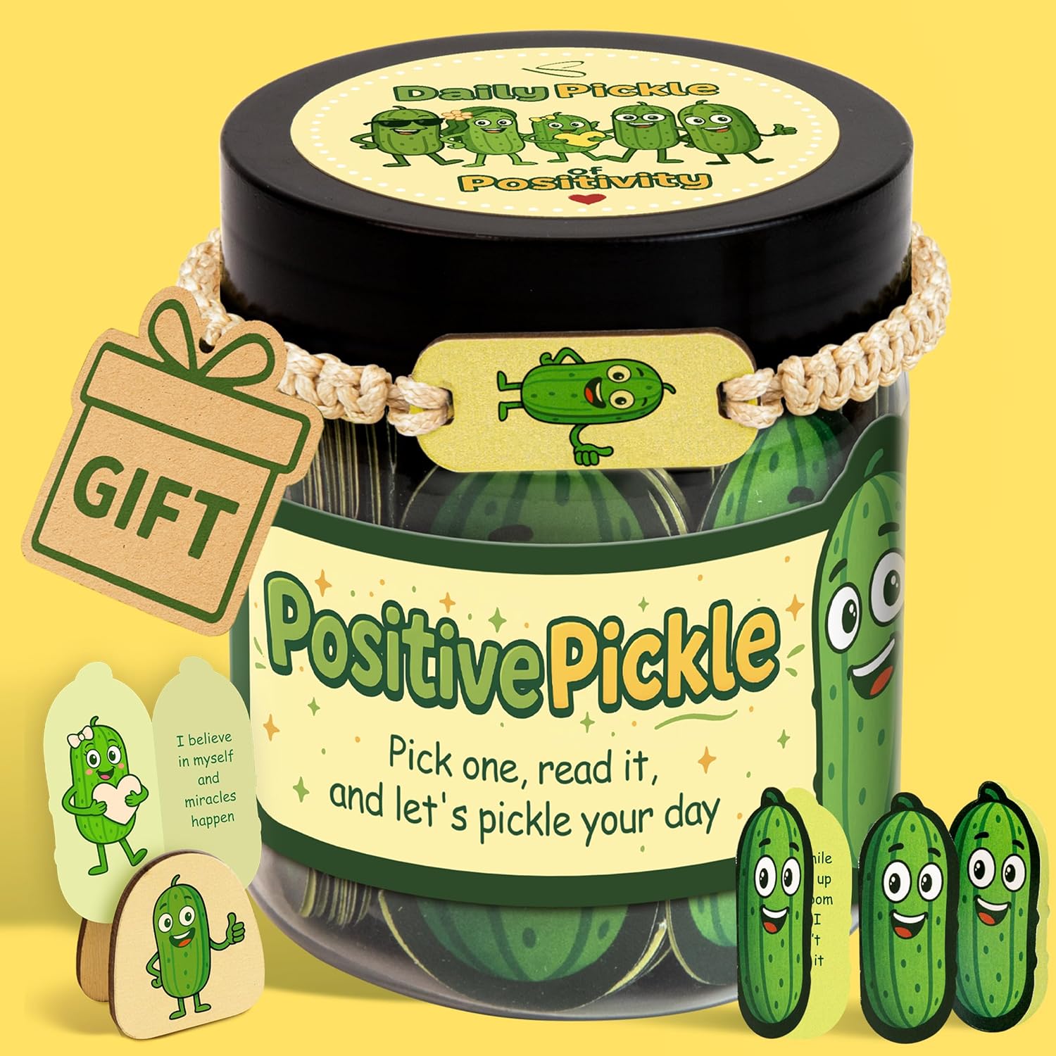 60 Positive Pickle Affirmation Cards Jar - Funny Valentines Day Gifts For Teen Girls Trendy Stuff, Valentine Pickle Gifts For Women, Cute Birthday Gift For Friends, Daughter, Sister, Adult