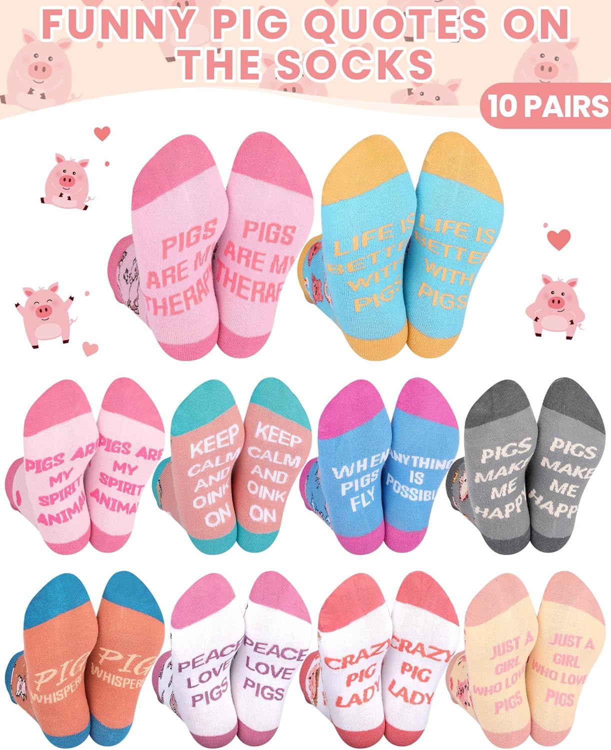 10 Pairs Funny Animals Socks Capybara Goat Pig Frog Chicken Dachshund Socks Animal Valentine Gifts
