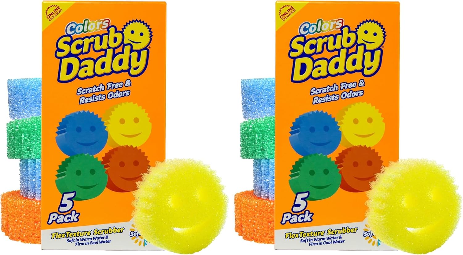 Scrub Daddy Color Sponges - Scratch-Free Multipurpose Dish Sponges for Kitchen, Bathroom & Household Cleaning - Made with BPA-Free Polymer Foam (3 Count)
