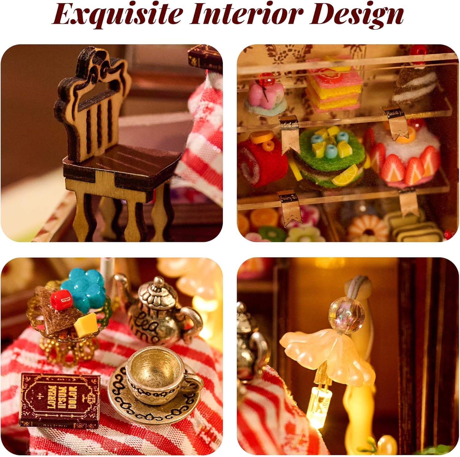 BenBen DIY Miniature House Kit, Cake Shop Model Craft Kits, Furniture, Mini Doll House Building Kit for Adults, Teens, Tiny Dollhouse Diorama for Stress Relief, Home Décor