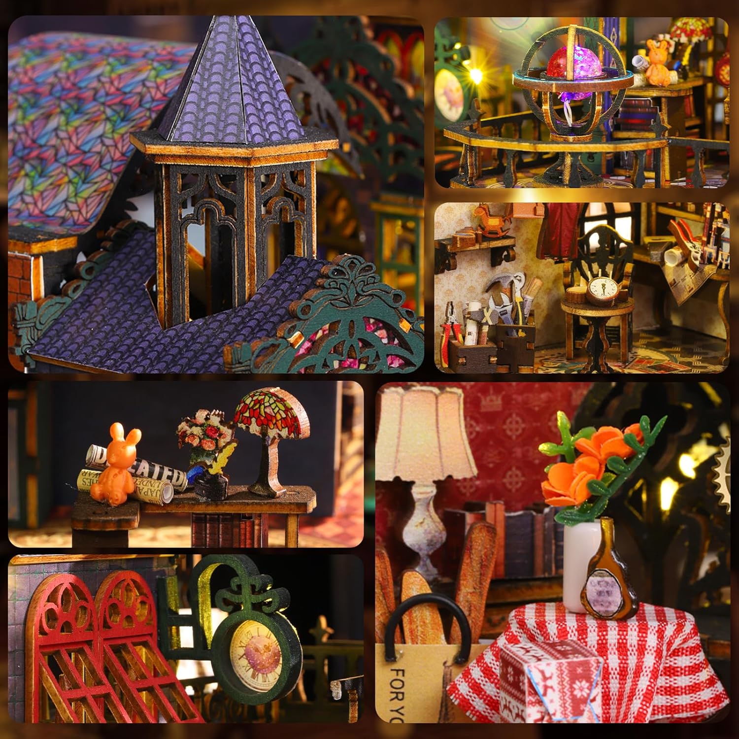 Miniature House Kit, Miniature Kit with Steam Train, Dollhouse Kit for Adults Teen, Mini House Building Kit for Birthday, Rail-Track Secluded City