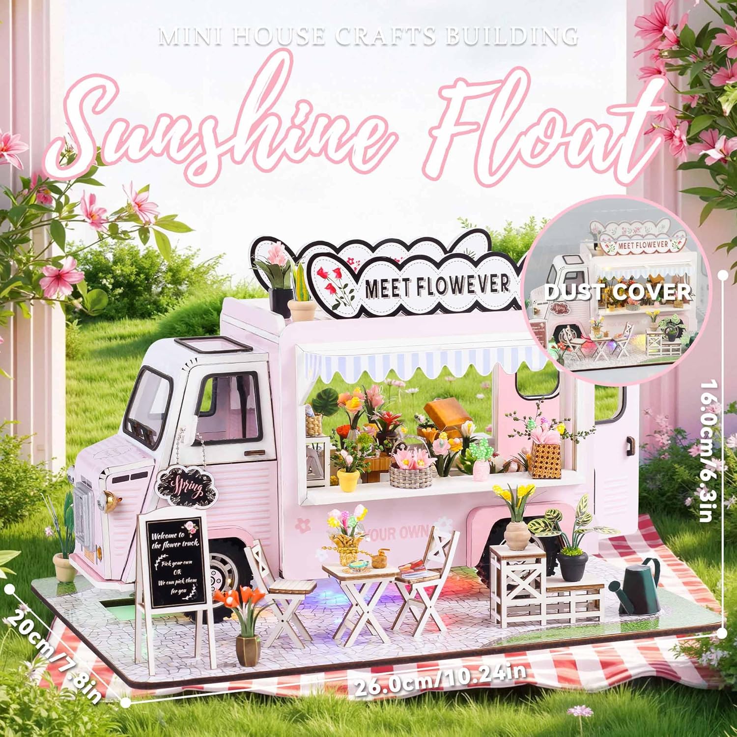 Flever DIY Miniature House Kit, Tiny Home Kit with LED Light, Mini House Build Craft Kits for Adults and Teens, Home Decor Creative Gift for Family/Friends (Sunshine Float)