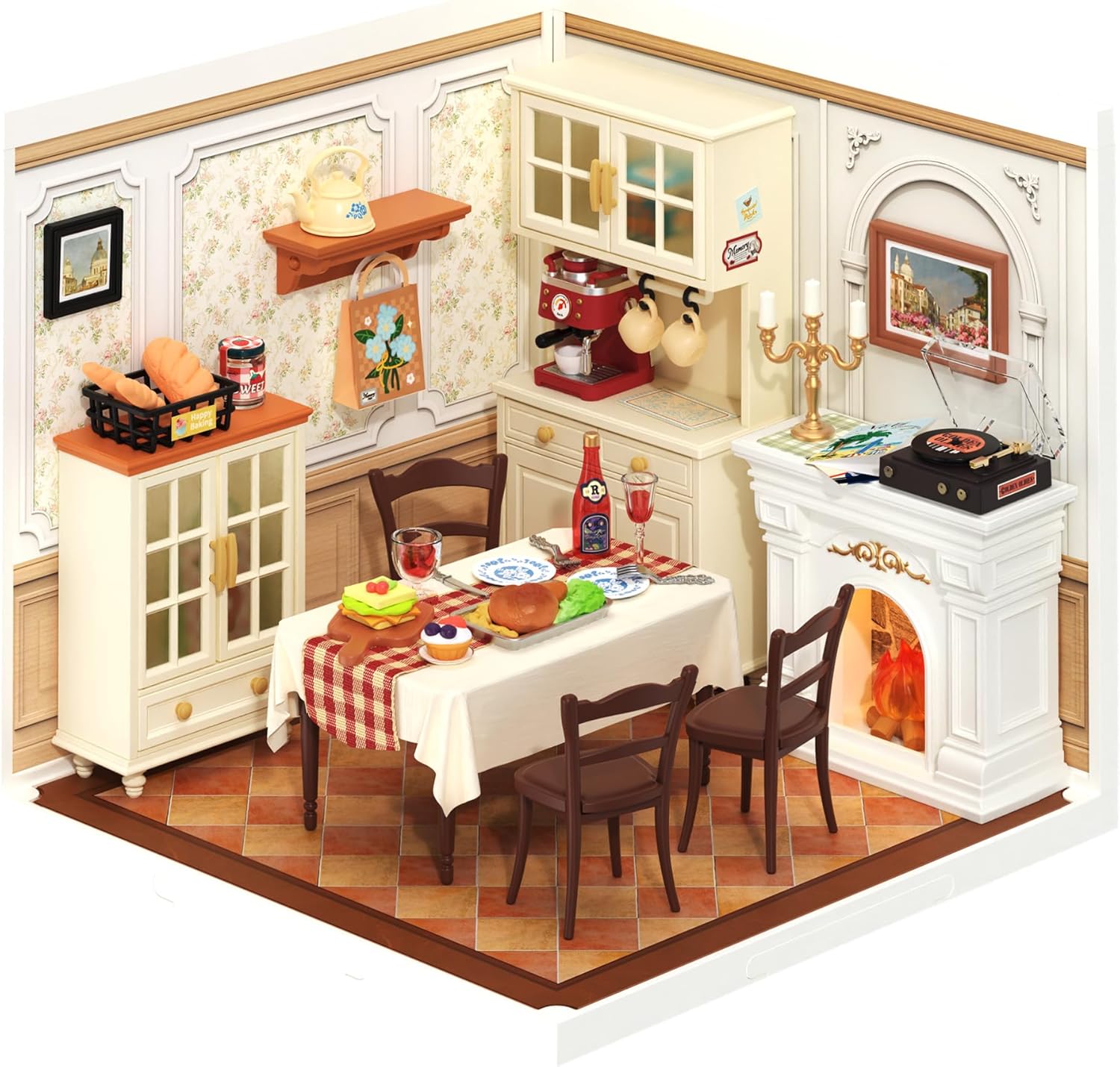 ROBOTIME Super Creator Toy Building Set DIY Miniature House Kit with LED Tiny Room Making Kit Expandable Plastic Craft Toy for Creative Play Home Decor Unique Hobby Gift (Pop Bubble Bathroom)