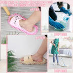 Wesiti 4 Pairs Washable Mop Slippers Microfiber Funny Mop Shoes Floor Cleaning Slippers for Women Home Floor(Novel,Pink, Nude)