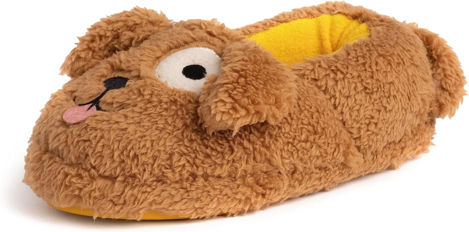 Dearfoams unisex-child Kids Toddlers Whimsical Animal Critter Washable Slipper