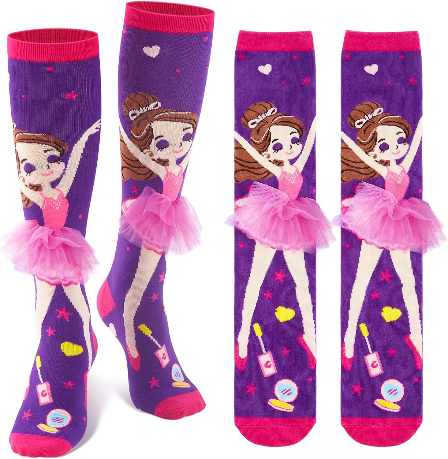 1 Pair Valentine Knee High Socks for Kids 3D Crazy Cute Socks Girl Ballet Skirt Long Knee Design Novelty Funny Gift