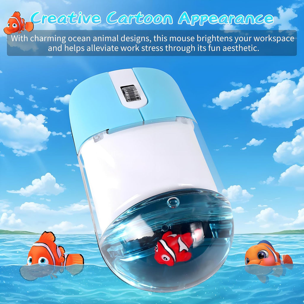 Wireless Mouse -Cute Clear Aqua Design, Water Mouse with Optical Preci ...